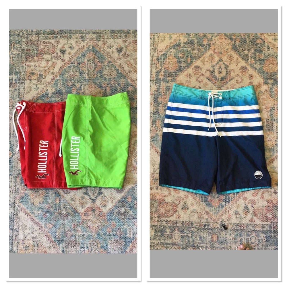 3 pairs Holister men's size‎ small swim trunks board shorts beach pool